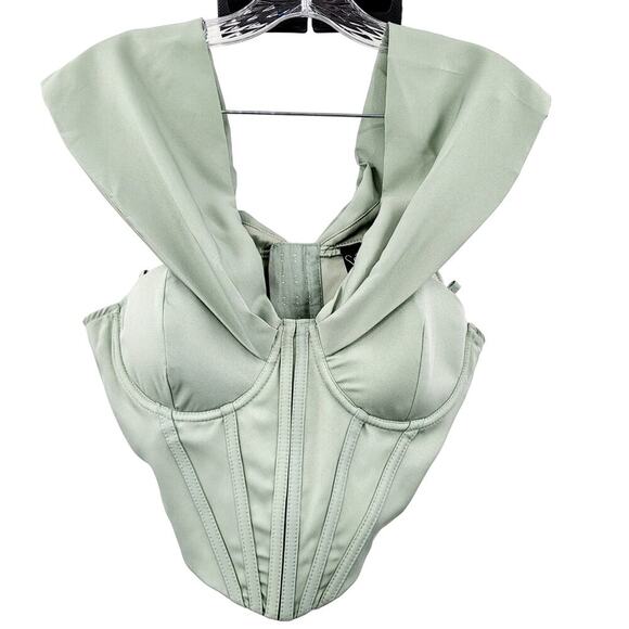 Windsor Mint Green Cropped Bustier Corset Off-the-Shoulder Top Women's Size M - Picture 1 of 5